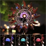 Solar Kinetic Double Wind Spinner Garden Stake Multicolor Outdoor Yard Art 75"H. Fixed Price $44.98.