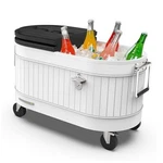 Permasteel Rolling Patio Cooler Large Outdoor Ice Chest With 80-QUART White. Fixed Price $225.46.