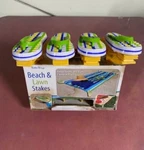 Set Of 4 Better Things Beach & Lawn Stakes Flip Flops Green Blue Yellow New. Fixed Price $8.24.