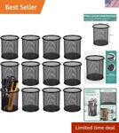 Elegant Black Mesh Pencil Cup Set - 12 Durable Holders For Stylish Organization. Fixed Price $34.99.