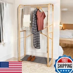 Honey-can-do Bamboo Clothes Rack 2 Garment Rods Canvas Shoe Shelf Clothing. Fixed Price $109.08.