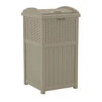 Suncast GHW1732DT Resin Outdoor Hideaway Trash Can With Latching Lid, Dark Taupe. Fixed Price $64.99.