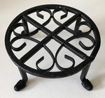 Vintage Heavy Hand Wrought Iron Trivet Stand Colonial Design Kitchen Garden. Fixed Price $29.99.