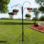 Black Steel Hanging Basket Stand With Adjustable Arms - 84 By Sunnydaze. Fixed Price $169.00.