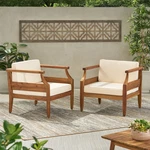Aston Outdoor Modern Acacia Cushioned Club Chairs (set Of 2) By Christopher.... Fixed Price $504.69.