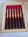 Nos Vintage Forgecraft Stainless Steel Faux Antler Horn Handle Steak Knives (6). Fixed Price $29.99.