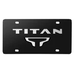 Nissan Titan Dual 3D Brush Metal Look Logo Black Stainless Steel License Plate. Fixed Price $50.99.