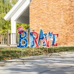 Glitzhome 43.2"H Metal Patriotic Brave Garden Yard Stake, Set Of 5. Fixed Price $29.08.