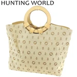 Hunting World Beige Canvas Leather Tote Elephant Logo Handbag Preowned. Fixed Price $266.36.
