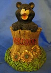 Small Welcome Black Bear Tree Trunk Indoor / Outdoor Patio Decor. Fixed Price $15.99.