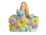 Vintage Ceramic Flower Basket Planter Blue Birds Colorful Floral Pot Home Decor. Fixed Price $14.99.