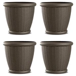 Suncast Willow 18" Diameter Decorative Wicker Patio Planter Pot, Java (4 Pack). Fixed Price $67.99.