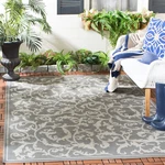 Safavieh Indoor / Outdoor Anthracite Grey Area Rugs CY6533-87. Fixed Price $148.00.