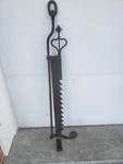 Antique Colonial Cast Iron Sawtooth Large Fireplace Trammel Blacksmith Hand Made. Fixed Price $265.00.