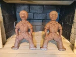 Antique Black Cast Figural Andirons Dogs Fireplace C1880S Vintage 18"X12". Fixed Price $460.00.