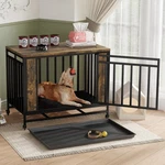 House Furniture Wooden Dining Table With Iron Door & Tray For Dogs. Fixed Price $109.99.