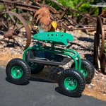 Steel Rolling Garden Cart With Swivel Steering/tray - Green By Sunnydaze. Fixed Price $84.67.