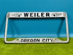 Vintage Weiler Chevrolet Oregon City Metal Dealer License Plate Frame. Fixed Price $64.00.
