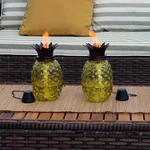 Glass Tropical Pineapple 2-IN-1 Outdoor Torch Yellow Set Of By Sunnydaze. Fixed Price $44.67.