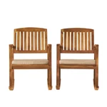 Acacia Rocking Chairs With Cushions 2 Pcs Set Teak Finish Christopher Knight. Fixed Price $439.99.
