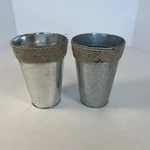 Two Rustic Farmhouse Galvanized Metal Planter Flower Vase 5IN X 8 Tall. Fixed Price $14.44.