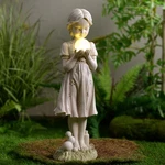 Girl Holding Led Pearl Garden Statue Solar Lighted Resin Sculpture Yard Decor. Fixed Price $104.35.