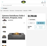 Napoleon UPTN1-GY Rectangle Grey Steel Outdoor Propane Fire Pit Table Burner. Fixed Price $950.00.