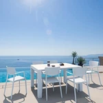 Loft Outdoor Dining Set With 6 Arm Chairs And 55 Inch Extension Table White. Fixed Price $1342.00.
