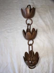 Nos Solid Copper Rain Chain 13" Extension 3-CUP Lotus Lily Flower Shelf Patina. Fixed Price $24.99.