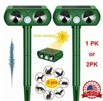 1/2 Pk Animal Repeller Ultrasonic Solar Power Outdoor Pest Cat Mice Deer Sensor. Fixed Price $23.98.