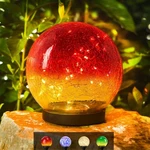 Outdoor Waterproof Solar Gradient Red Globe Lights, Led Round Gazing Balls. Fixed Price $16.99.