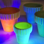 Vintage Akro Agate Slag Green Orange White Pink Jade Glass Flower Pot Lot Of 5. Fixed Price $49.99.
