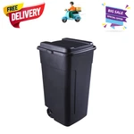 Rubbermaid 50 Gal Roughneck Trash Can Wheels Lid Heavy Duty Black. Fixed Price $44.97.