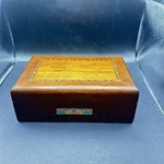Vtg Wood Divided Playing Card Storage Box Carpenters Home Florida Hinged /2 Deck. Fixed Price $34.96.
