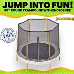 Jumpking 60" Round Trampoline With Safety Enclosure Net Indoor Outdoor Kids Play. Fixed Price $82.99.
