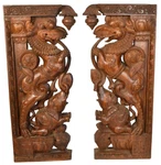 2 Pcs Pair Of Lion Yali Dragon Statue Wall Bracket Door Entrance /wooden Co. Fixed Price $349.99.