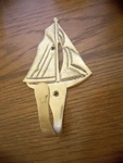 Vintage Brass Sailboat Wall / Door Mount Hook Nautical Robe Towel Keys 5.5 In.. Fixed Price $20.99.