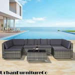 7PC Large Modern Rattan Garden Indoor Outdoor Patio Sofa Set Pool Side Furniture. Fixed Price $780.00.