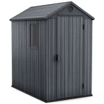 Keter Darwin 4 Foot X 6 Outdoor Garden Tool Storage Shed W/window, Graphite. Fixed Price $559.99.