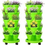 2 Set 5 Tier Stackable Planters Vertical Garden Tower For Strawberries Herbs. Fixed Price $99.98.