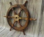 18"NAUTICAL Wooden Ship Steering Wheel Pirate Decor Brass Fishing Wall Boat. Fixed Price $61.88.