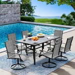 7 Piece Patio Furniture Set Rectangular Table 6 Swivel Chairs Deck. Fixed Price $526.15.