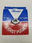 V-groove Die-cast Pulley 5'' Dia X 5/8'' Bore, Zinc By Chicago Casting 500A. Fixed Price $19.99.