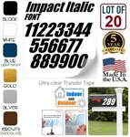 Mailbox Address Numbers Decal Sticker Window Door Wall Sign, Impact Italic Bold. Fixed Price $14.99.