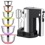 600W Electric Hand Mixer With Piece Mixing Bowls Airtight Lids Set, Mi.... Fixed Price $67.65.