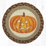 Jack O'lantern Pumpkin 10" Round Trivet Earth Rugs, Halloween Table Mat. Fixed Price $9.65.