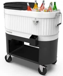 Permasteel Rolling Patio Cooler Large Outdoor Ice Chest With Wheels, Beverage. Fixed Price $464.99.
