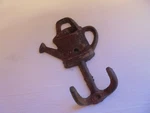 Vintage Cast Iron Watering Can Design Shed Gardeners Rusty Coat Hook. Fixed Price $16.24.