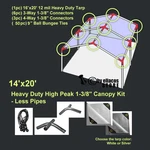 14'X20' Heavy Duty 1-3/8'' High Peak Carport Canopy Kit *pipe Poles Not Included. Fixed Price $155.99.