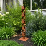 46" Handmade Rusted Steel Garden Sculpture Abstract Geometric Outdoor Yard Art. Fixed Price $485.00.